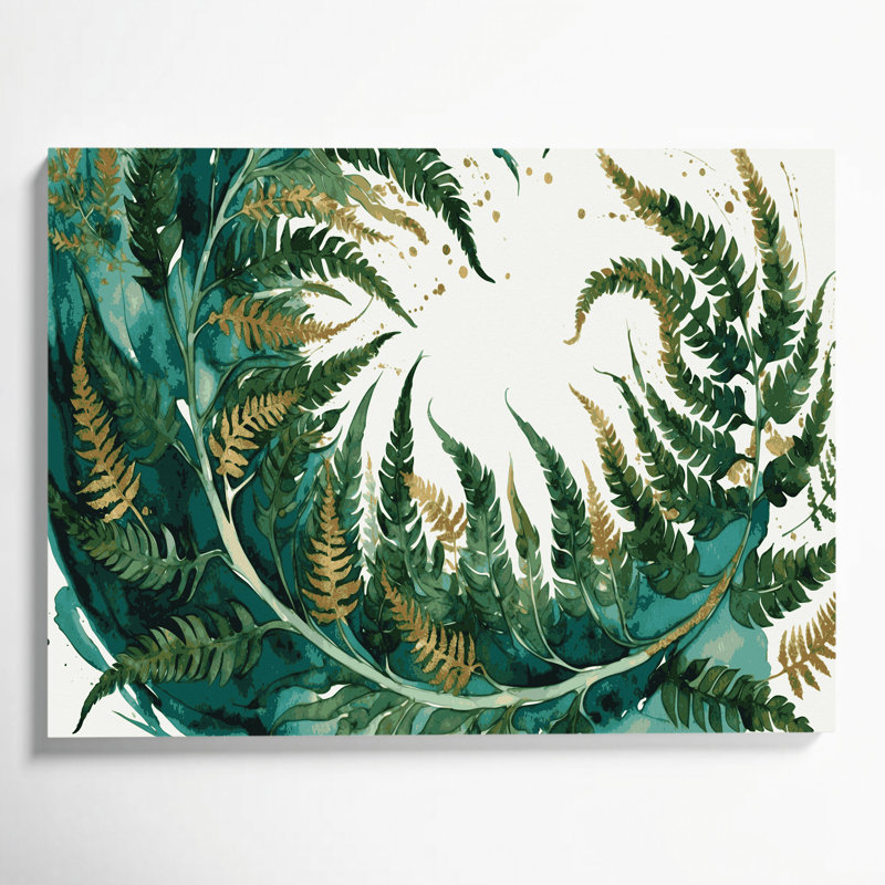 Art sur toile vert, motifs de fougères hawaïennes, H 12 po x l 18 po
