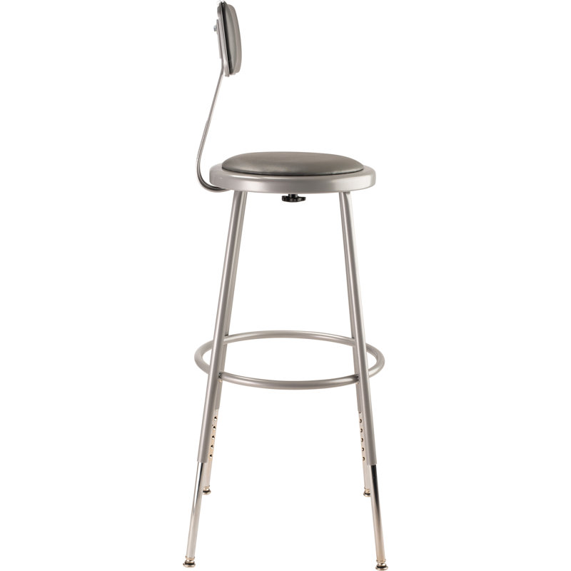 Gray Adjustable Height Metal Laboratory Counter Stool