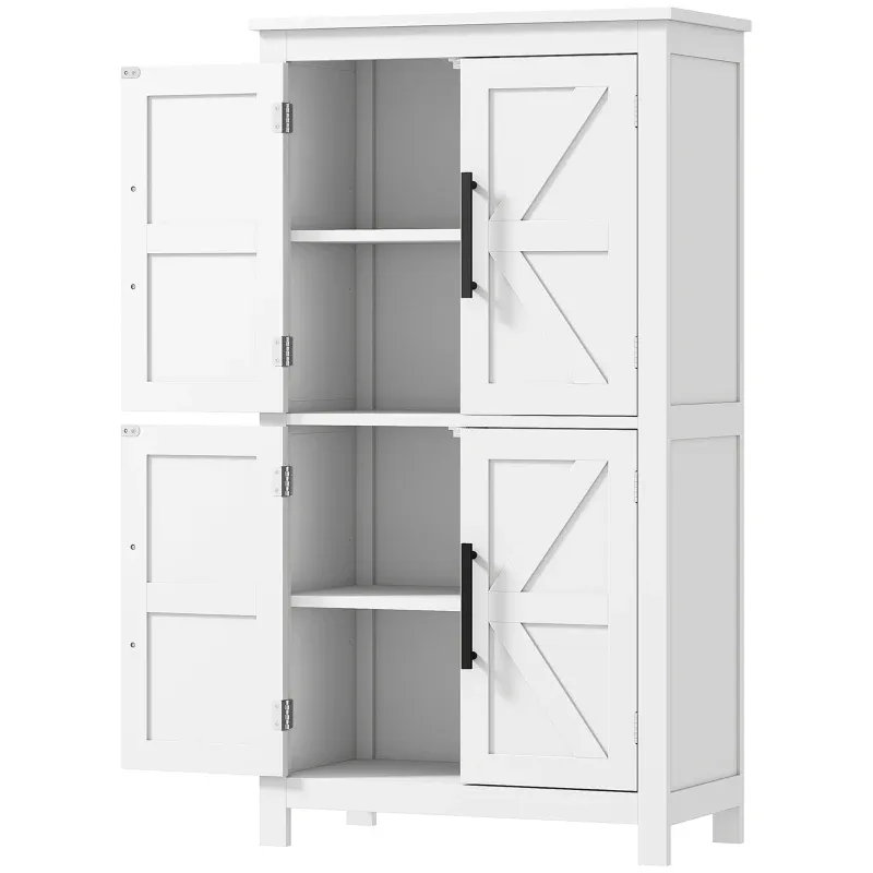 43.3" Tall Storage Sideboard With 4-Doors, Wood Foyer Storage Cabinet, Pantry Cabinet, For Kitchen, Dining Room And Living Room