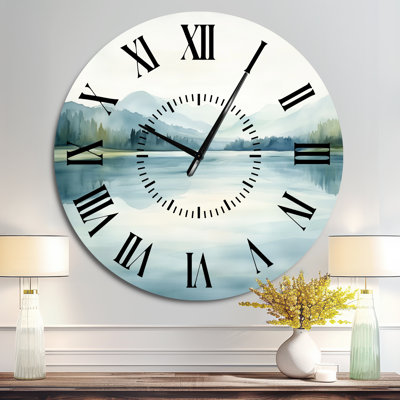 Soft Lake Morning Reflection - Landscape Oversized Metal Wall Clock