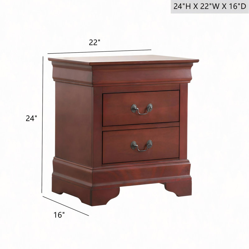 Table de chevet, élégante table de chevet en cerisier traditionnel, Cerisier
