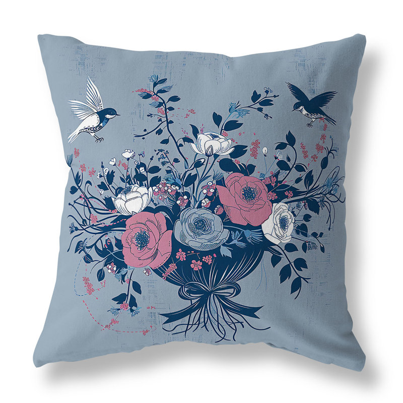 Coussin décoratif intérieur / extérieur Wings Over Flowers, H 26 po x l 26 po