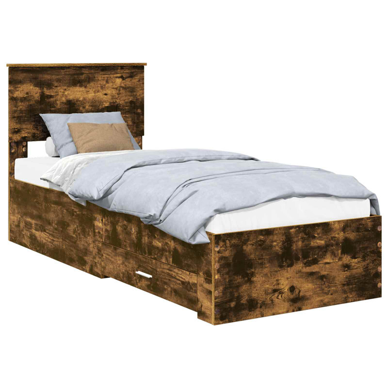 Bed Frame, Small Single (2'6), Silver/Smoked Oak