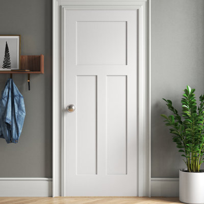 Primed 3 Craftsman Panel Interior Shaker Door Slab