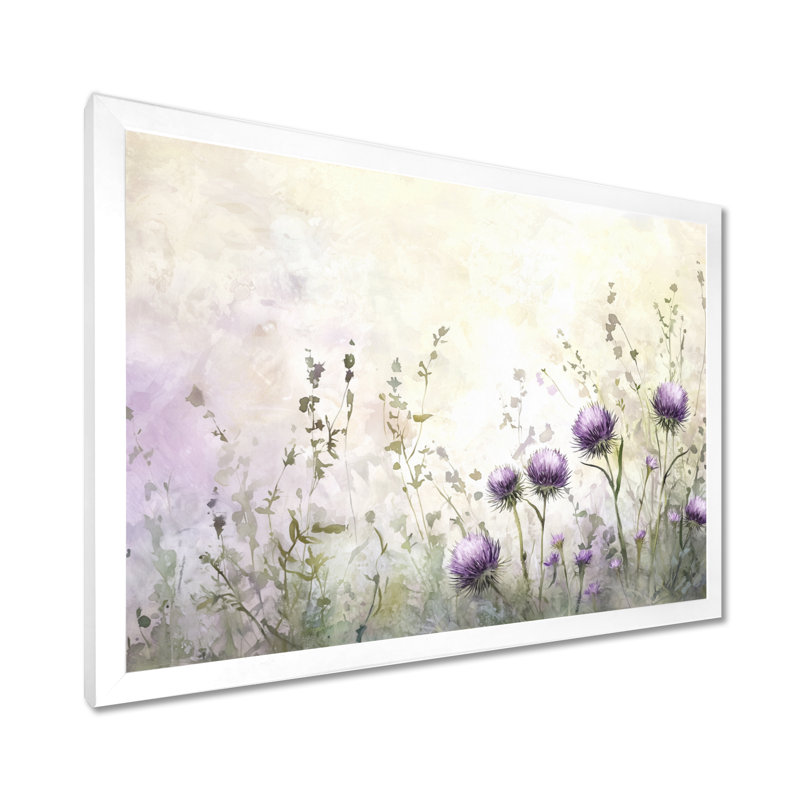 «Thistle Blooming In The Meadows II», reproduction sur toile, Reproduction encadrée d'une seule photo sans pass, Blanc