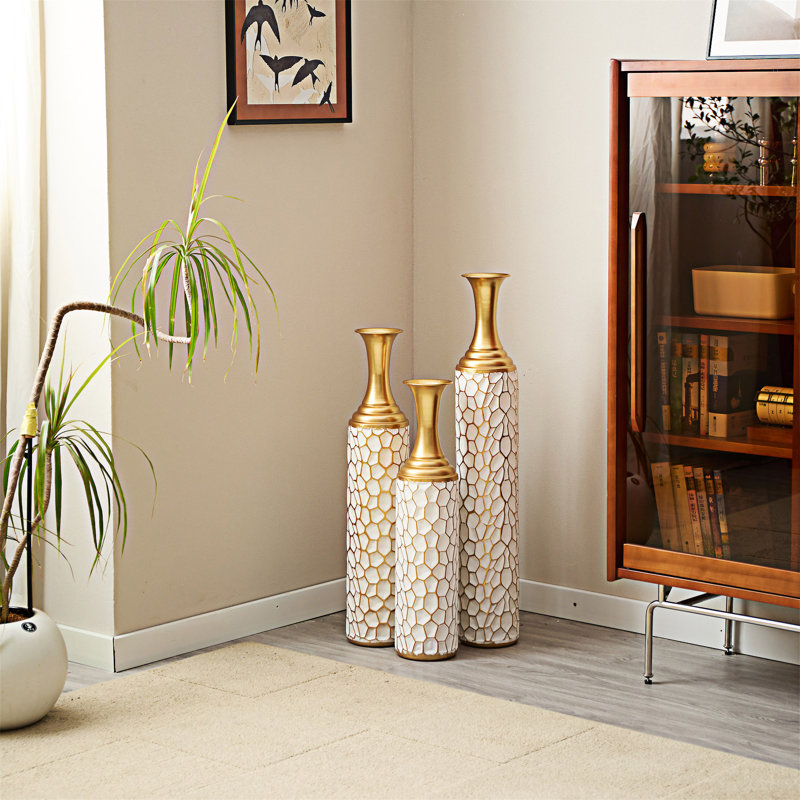Ensemble de 3 vases de plancher en métal