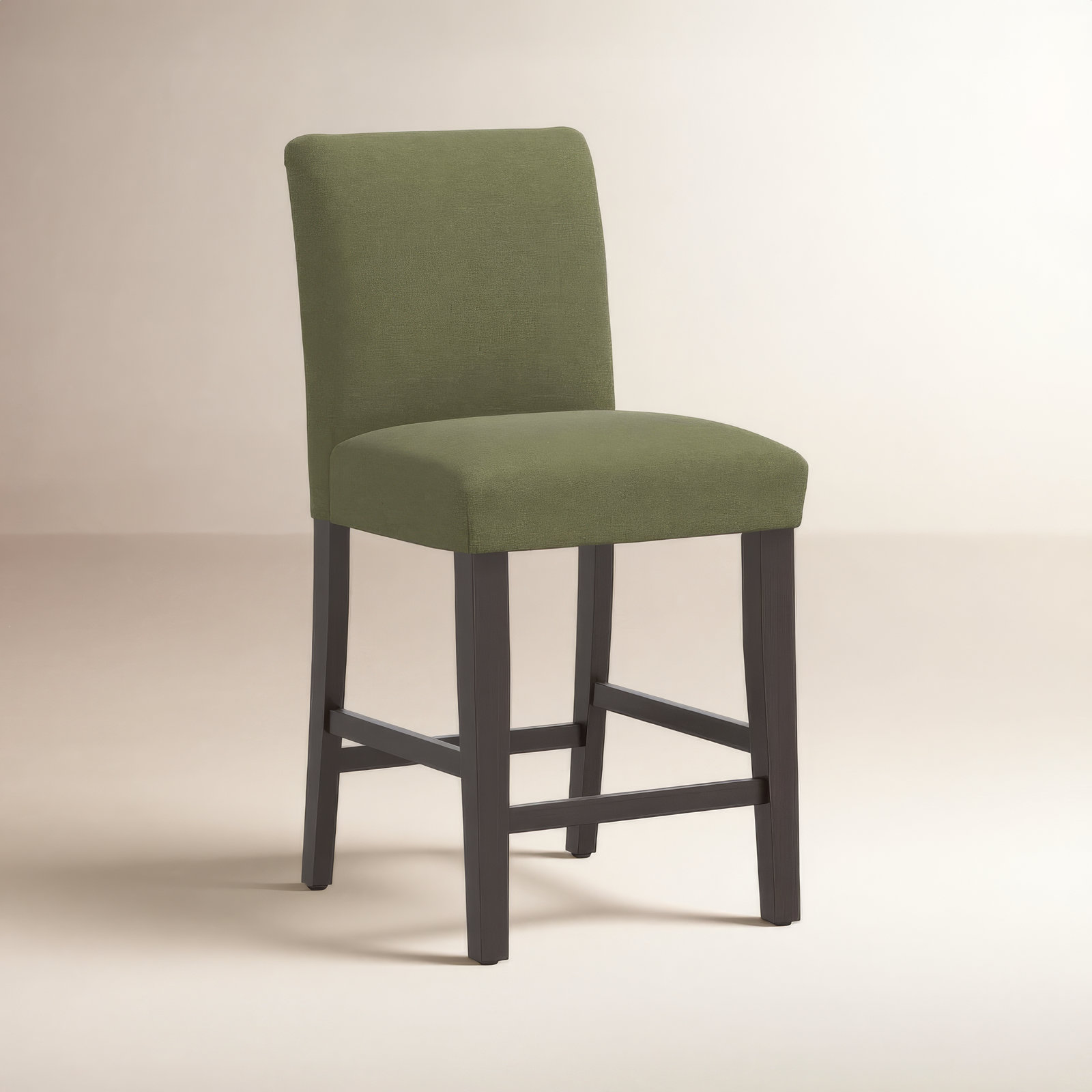 Hadrien Bar Stool, Counter Stool (26" Seat Height), Zuma Laurel Textured Linen, Black Wood