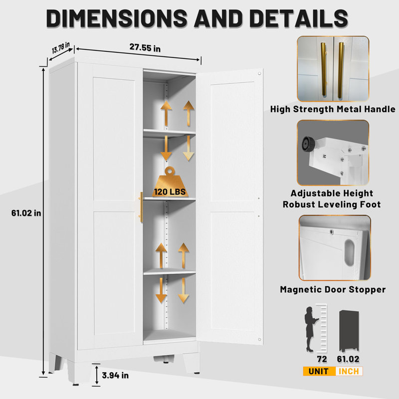 Garde-manger de 61 po de hauteur avec portes et tablettes