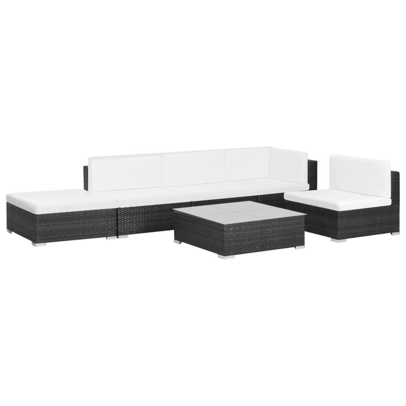 Canapé modulaire 6 pièces avec coussins Ailynn, Noir, Blanc