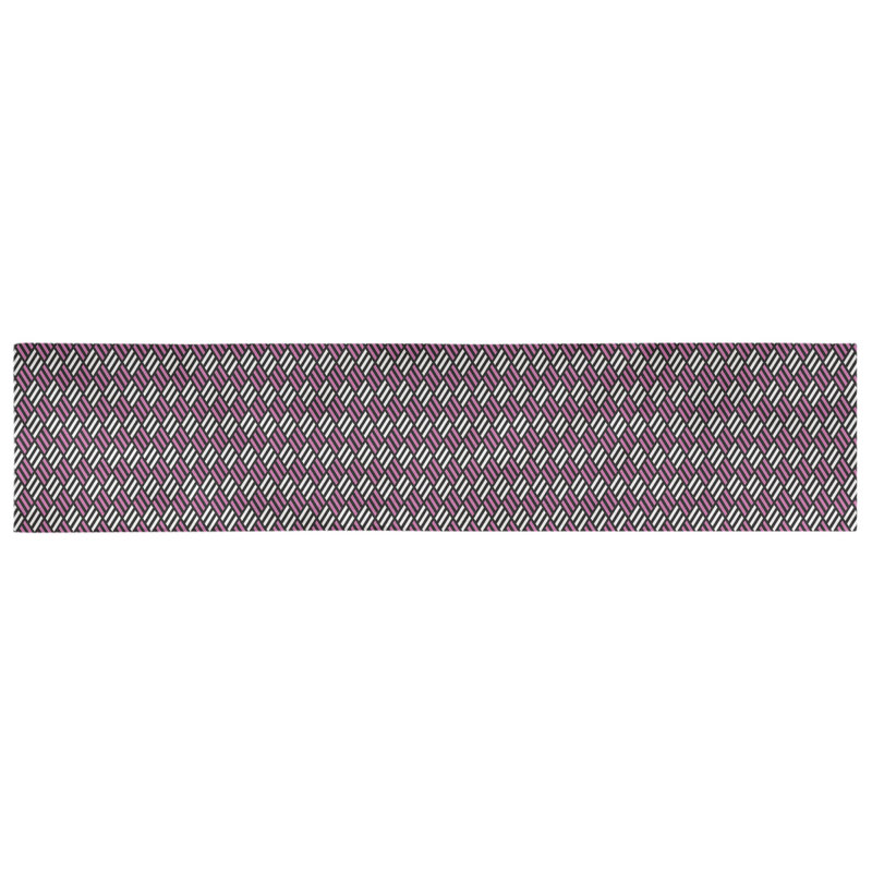 Chemin de table losanges à rayures Avicia, 73,5 po x 17,5 po, Noir / Rose, Coton