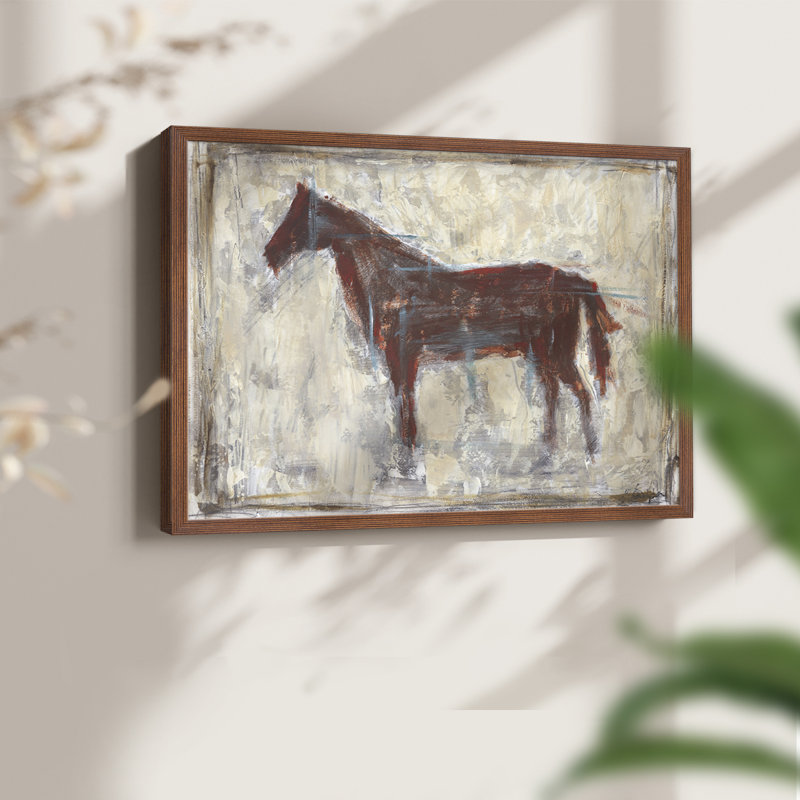 Iron Equine I - Reproduction encadrée - Restickable, Noyer, H 11 po x l 14 po