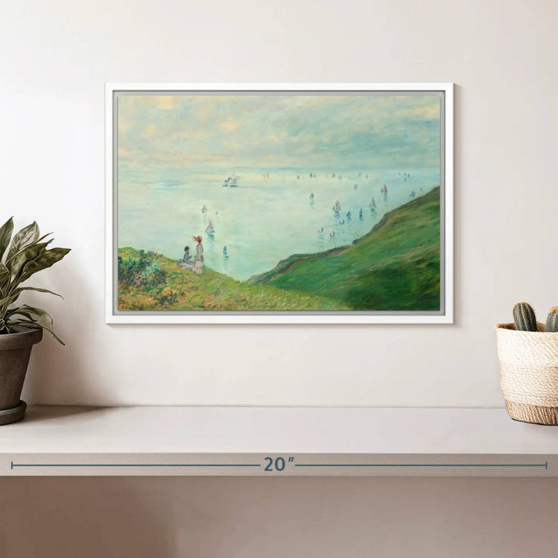 Falaises de Pourville, 1882, 13 po x 9 po, Cadre flottant blanc