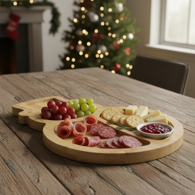 Bamboo Serving Tray Snowman