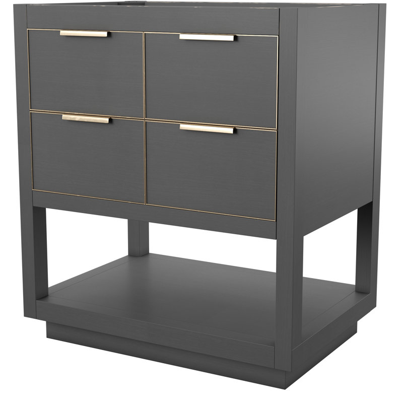 Base de meuble-lavabo simple 30 po Allie, Gris crépuscule / or mat