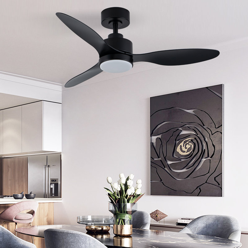 42 in. Black Low Profile Standard Ceiling Fan with Light, App & Remote Control