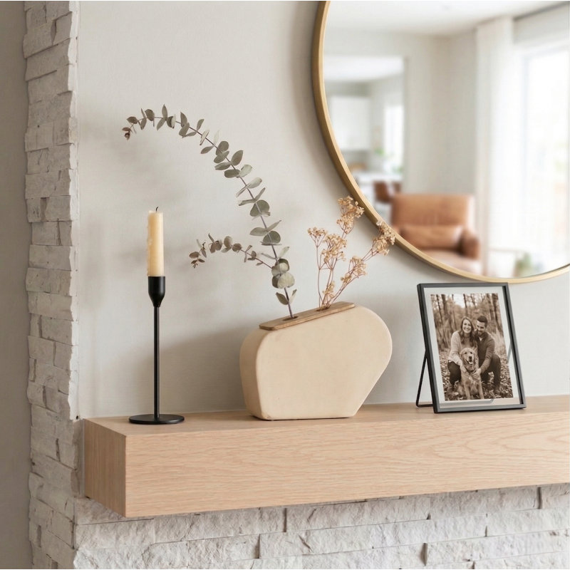 Fable Ecomix Table Vase with Wooden Frame Detail and Matte Finish, 7
