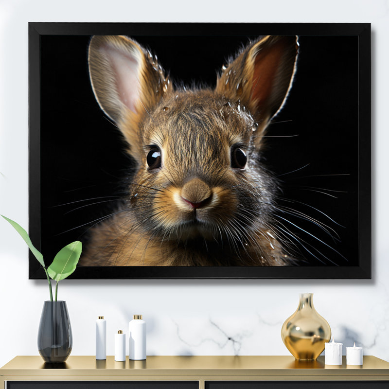 " Cute Rabbit Portrait ", Black Picture Framed, 30" H x 40" W x 1.5" D