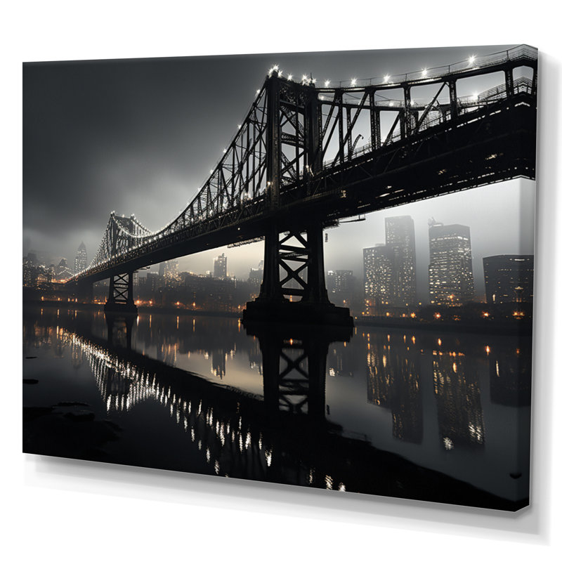 «Gray Bridge Urban Connection Charcoal II», reproduction sur toile, H 34 po x l 44 po x P 1,5 po, Toile tendue
