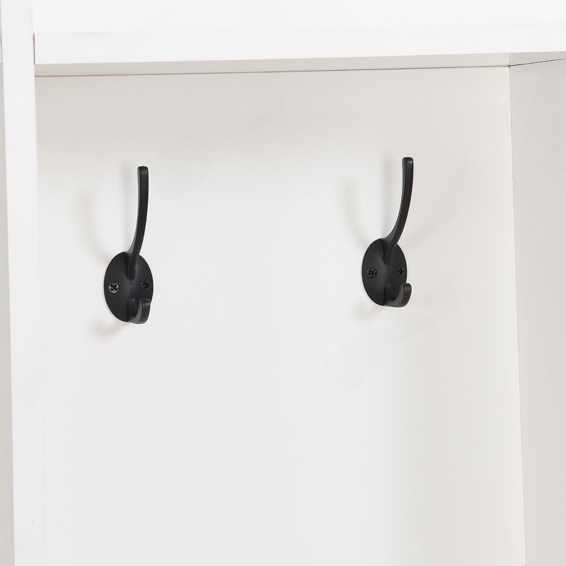 Wide Design Hall Tree with Storage Bench, Minimalist Shoe Cabinet with Cube Storage & Shelves, Multifunctional Coat Rack with 8 Hooks