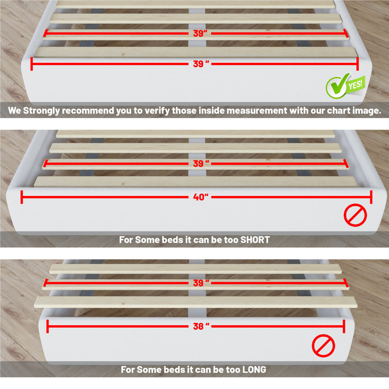 Dunshee 0.68" Heavy Duty Horizontal Mattress Support Wooden Bunkie Board/Slats, Twin XL