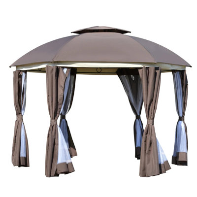 Dome Gazebo Canopy Shelter,Round Outdoor Gazebo,Double-Tier Roof Party Gazebo,Garden Canopy Gazebo