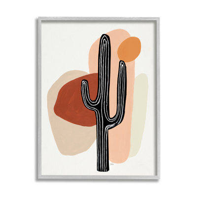 Abstrait en terre cuite de l'Ouest, plante de cactus du désert, ferme rustique surdimensionnée, art numérique sur toile par Patricia Pinto
