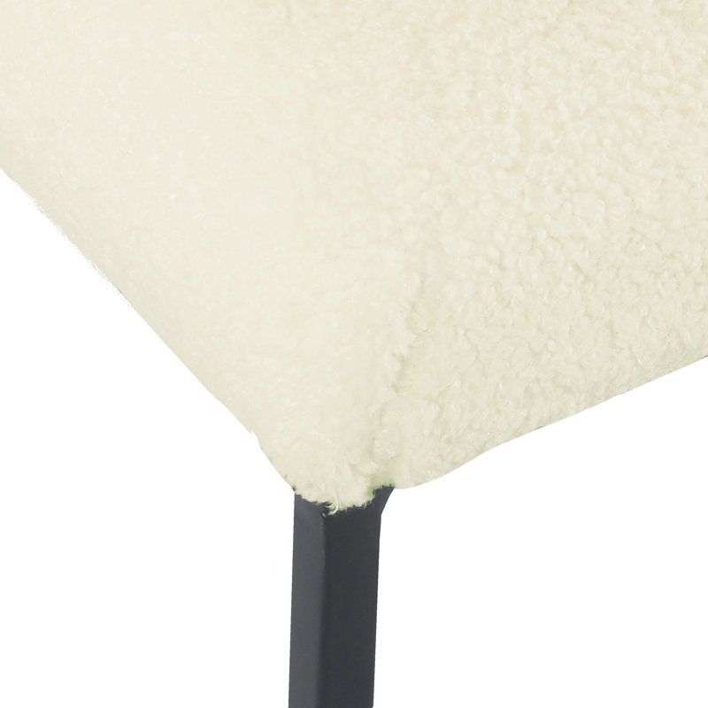 Upholstered Ottoman, Beige Faux Fur