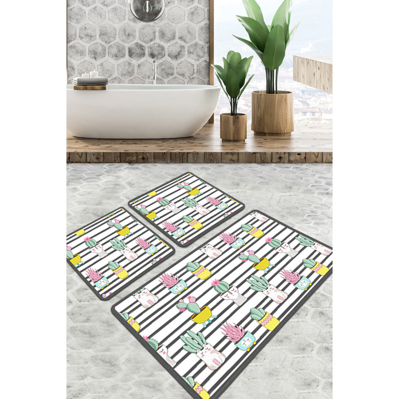 Ensemble de tapis de bain doux et absorbant (2 pièces), 100% polyester, 23,6 po x 39,4 po et 19,7 po x 23,6 po | Antibactérien, antidérapant, dessous lavable à la machine | Parfait pour le confort et la sécurité de la salle de bain, 700 g / m²