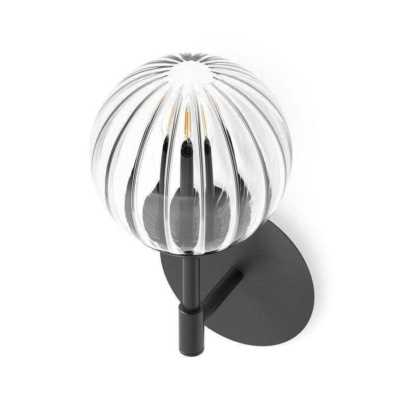 Sunset 1 - Light Armed Sconce, Clear, Black Gunmetal