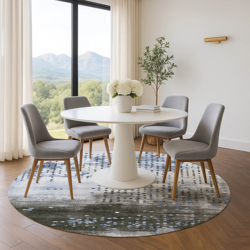 Premium Machine Washable Mouton Geometric Rug, Round 8'