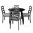 5-Piece Dining Set With Black Round Table And Grey Upholstered Wave Horizontal Slat Back Chairs-676788706