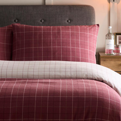 Cotton Chequered Duvet Cover Set with Pillowcases