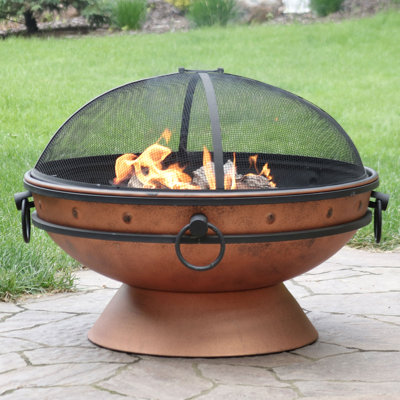Hurst 30" Round Wood-Burning Copper Finish Raised Outdoor Fire Pit Bowl