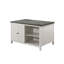 Modern 6pc Counter Height Dining Set Off White And Grey Dining Table 4x Stools And Bench Storage Shelve Table Base Dining Room