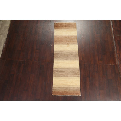 Gabbeh Kashkoli One-of-a-Kind 2'8" x 8'5" New Age Runner Wool Area Rug in Beige