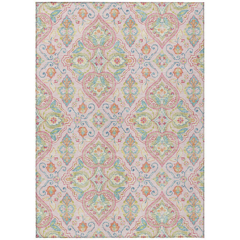 Tapis bohème intérieur / extérieur lavable à la machine Husby ACN2207, Rectangle 5 pi x 7 pi 6 po