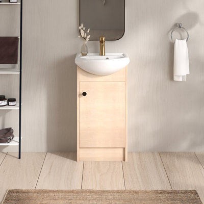 18 Inch Single Sink Freestanding Bathroom Vanity With White Ceramic Top