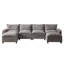 Canapé modulaire de 143 po avec repose-pieds en forme de U et 6 sièges modulaires avec assise profonde, gris foncé-1729293805-1729634714