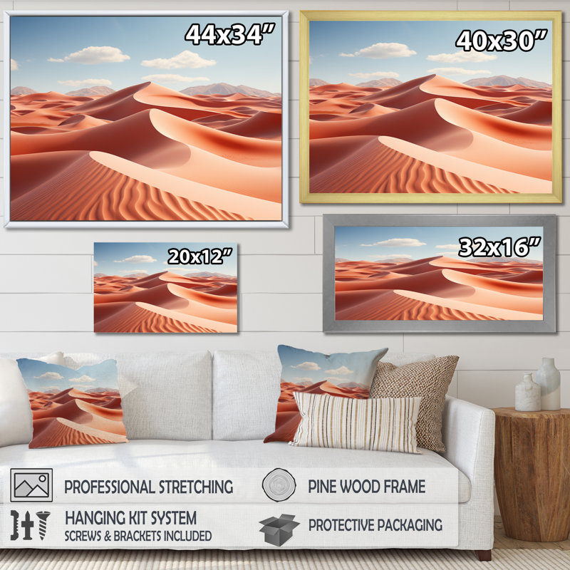 Desert Infinity Dunes II sur toile, H 24 po x l 32 po x P 1 po, Cadre photo noir