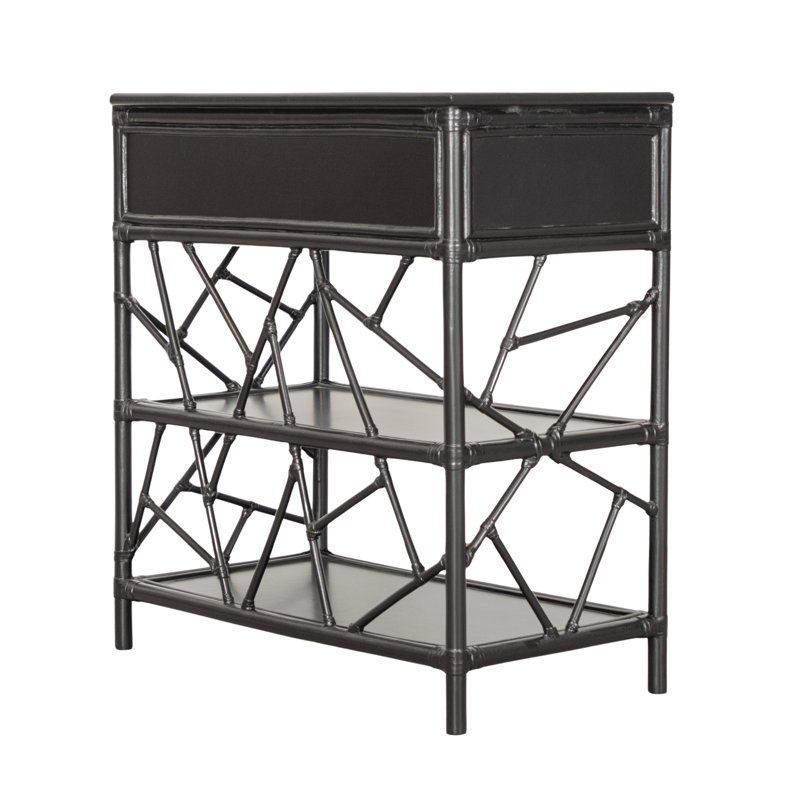 End Table with Storage, Black