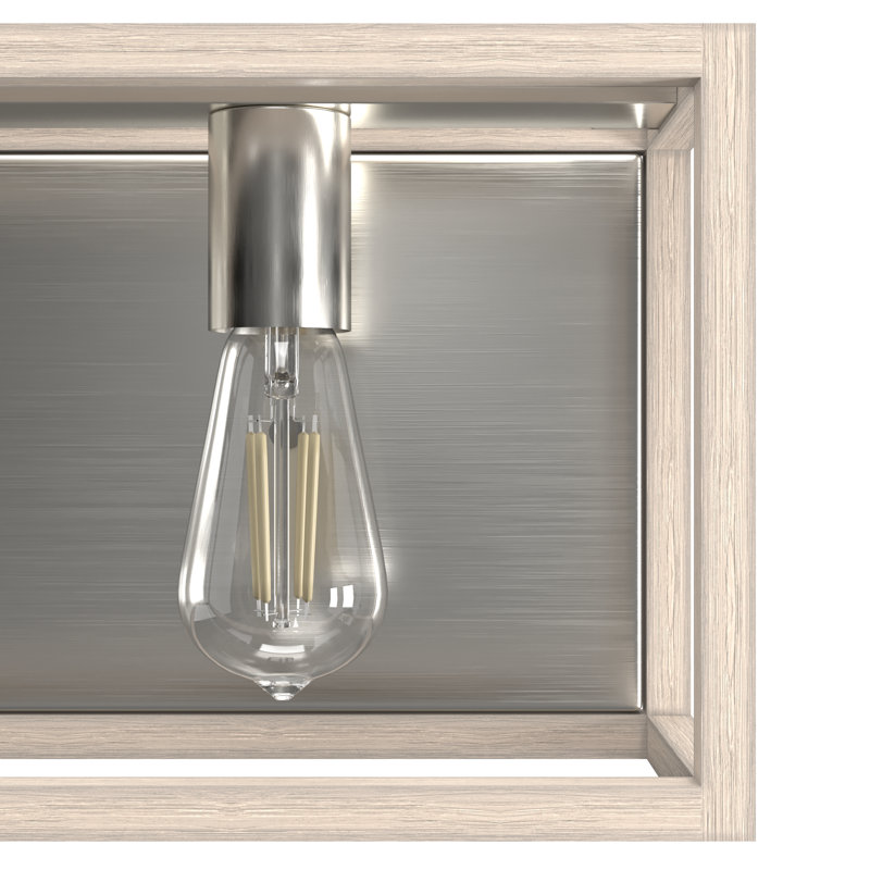 Squire Manor 2 Light Vanity Wall Light Fixture, Brushed Nickel/Bleached Wood