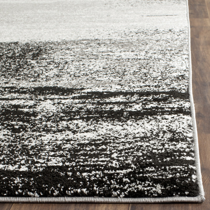 Tapis à motif abstrait Algonquin Performance, Carré 8 pi, Silver/Gray