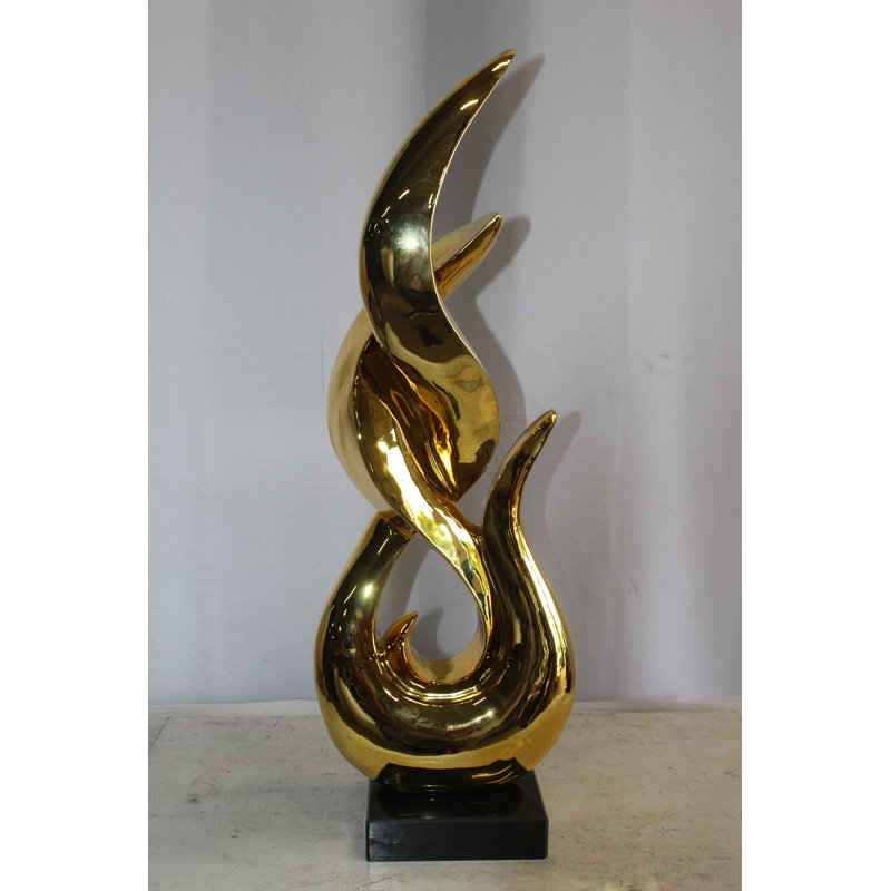 Statue abstraite et géométrique moderne en résine abstraite et géométrique sur base de marbre 12 po x 8 po x H 34 po