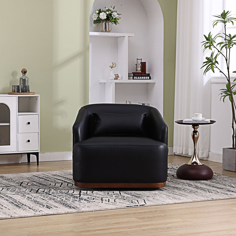 Fauteuil club pivotant à 360 degrés, Similicuir noir