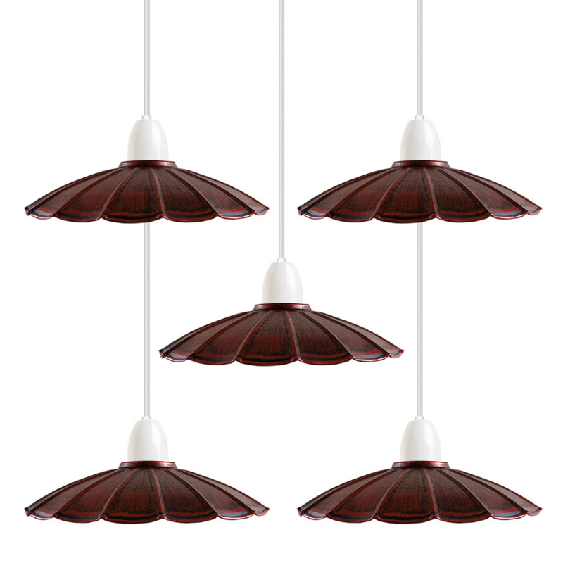 8cm H Metal Empire Lamp Shade, Rustic Red