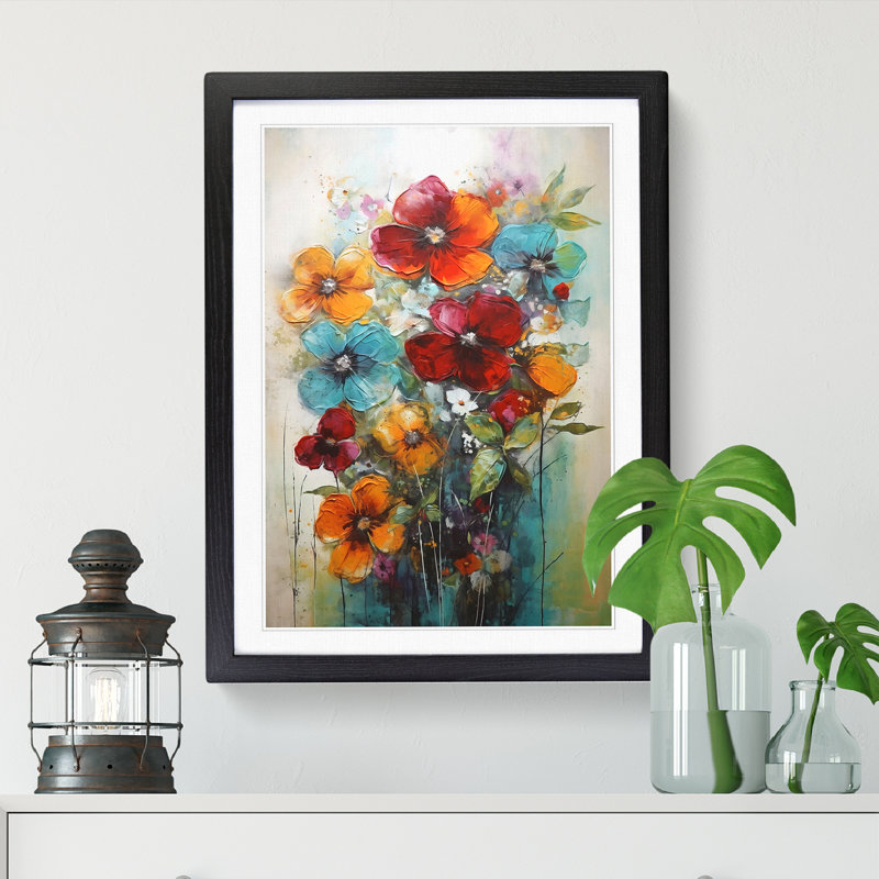 FRM-V0523-909X Flowers Mid Century Modern Vol.16 1 Piece Single Picture Frame Wall Art, 46cm H x 34cm W x 2cm D