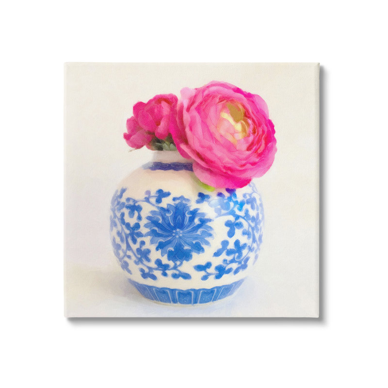 «Pink Bloom & Ornate Vase» par Graffitee Studios, H 36 po x l 36 po x P 1,5 po
