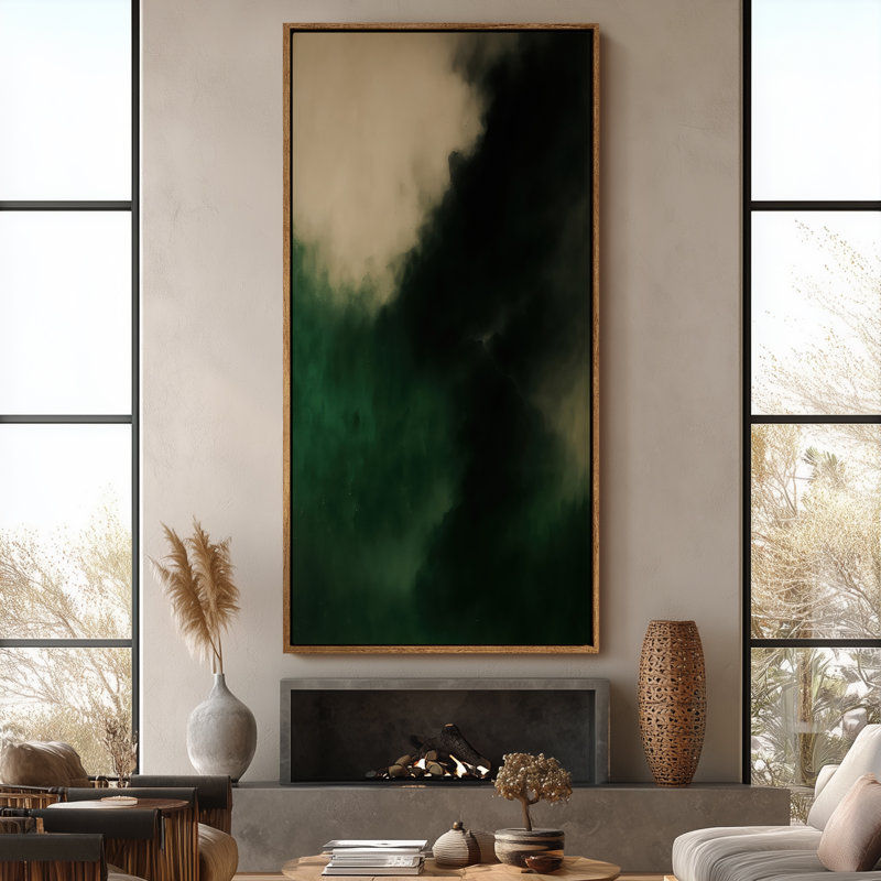 Très grand art mural rétro encadré pour art classique, H 60 po x l 30 po, Naturel