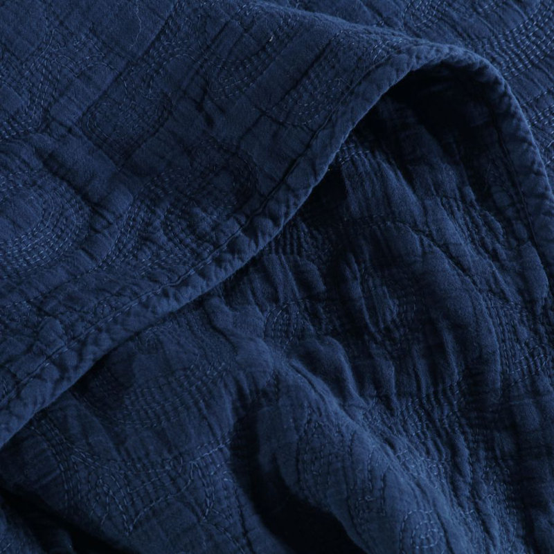 Modern & Contemporary Cotton Quilt, Navy, Queen Quilt + 2 Standard Shams
