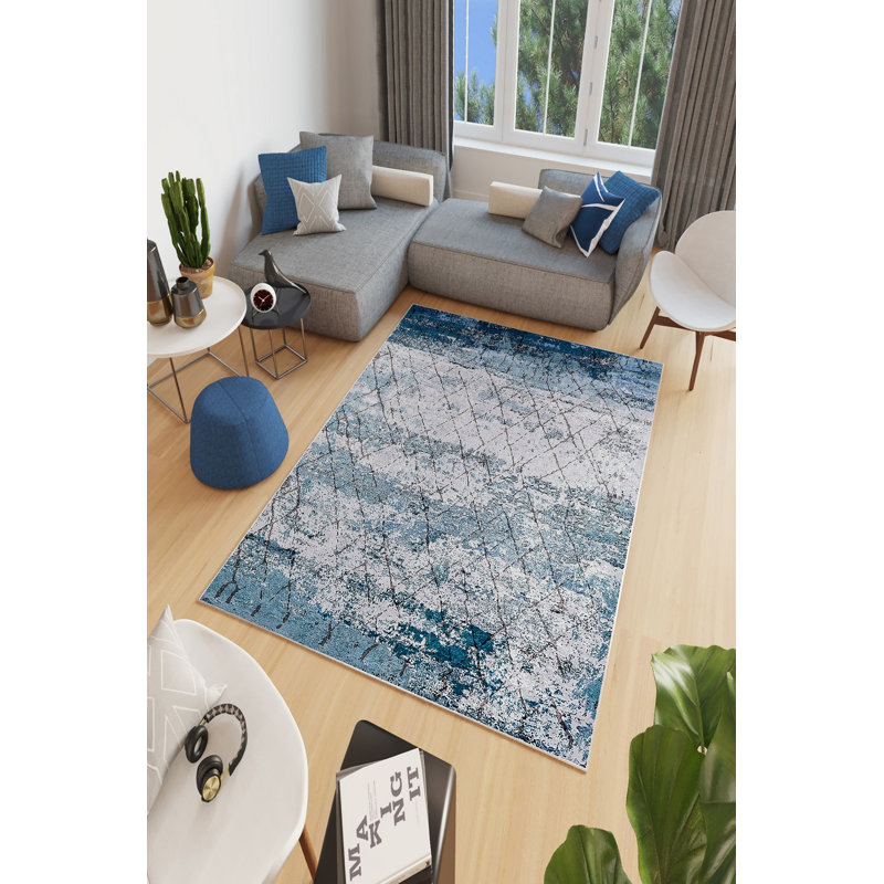 Eco-Friendly Area Rug (5.9 x 9.2 ft), 100% Polyester, 650 g/m² | Antibacterial, Non-Slip PVC Dot Underside, 0.2 in Pile Height | Machine Washable, Digital Print Design for Modern Home Décor, Durable & Easy Care